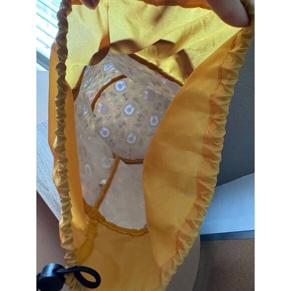 Hedgehog Print Drawstring Bucket Bag – Mustard Yellow - Picture 6 of 8